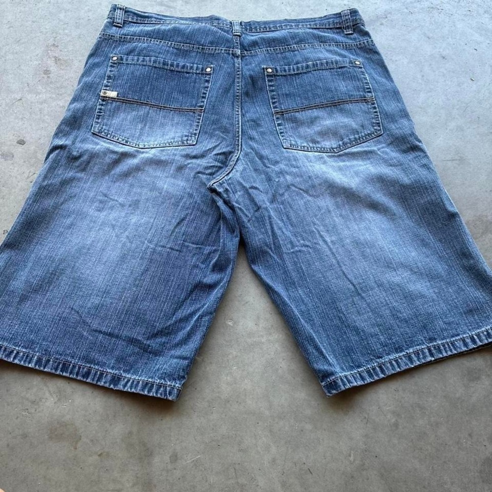 Vintage Southpole Bamboo Weave Blue Tab Baggy Jean Shorts Jorts Y2K 90s Grail